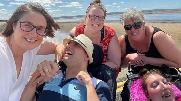 Fantastic, wheelchair friendly beach having fun on holiday at Brean